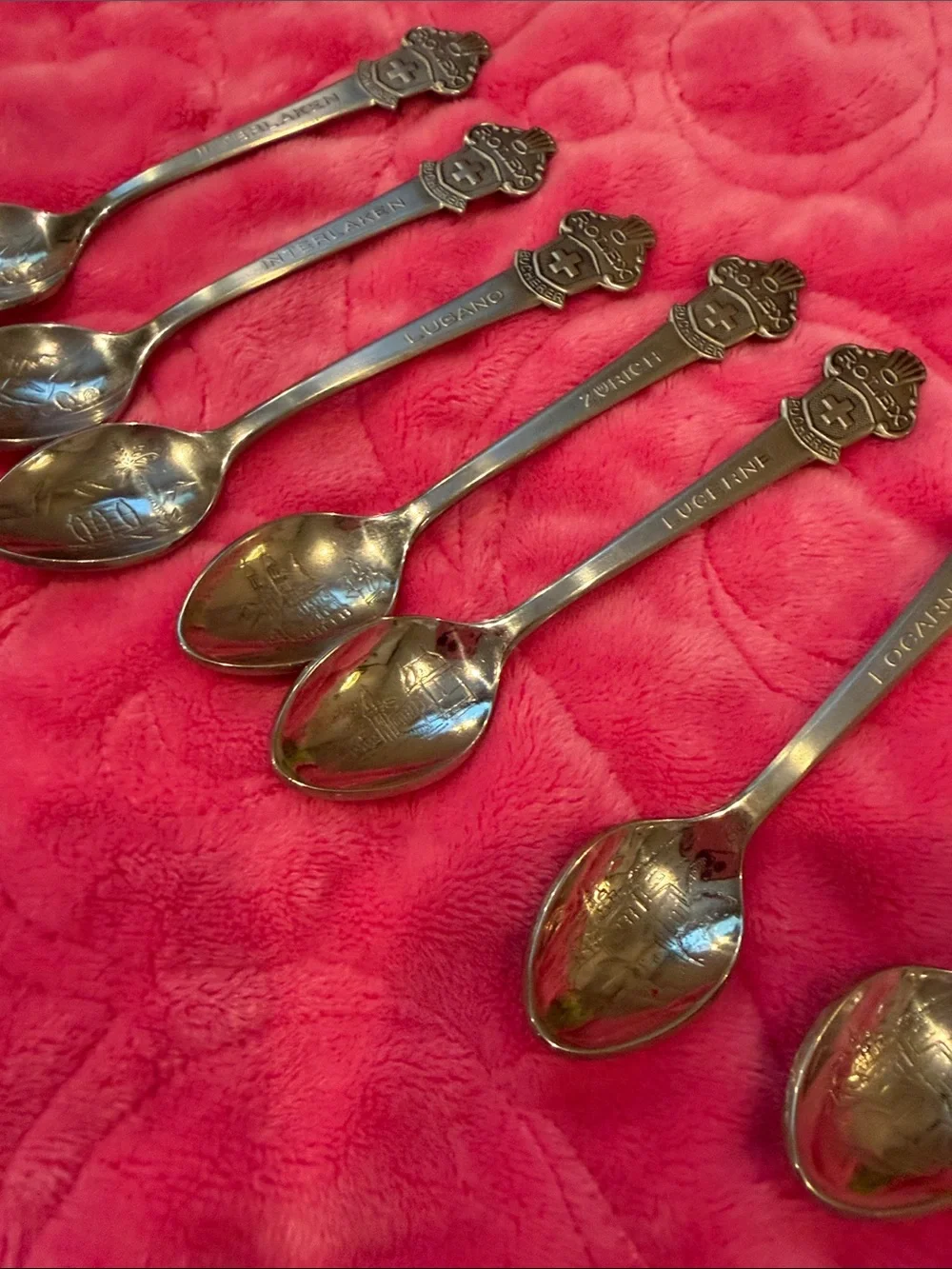 Vintage Rolex Bucherer Swiss Souvenir Spoons - Set of 7